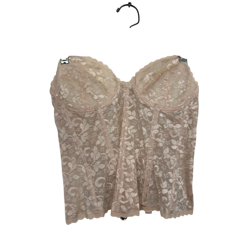 Vintage Carnival Women's Cream Lace Longline Full Cup Corset Top Size 36C